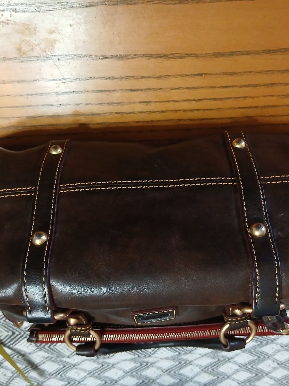 Dooney & Bourke Dark Brown Leather Satchel - Classic Bag - Picture 10 of 11